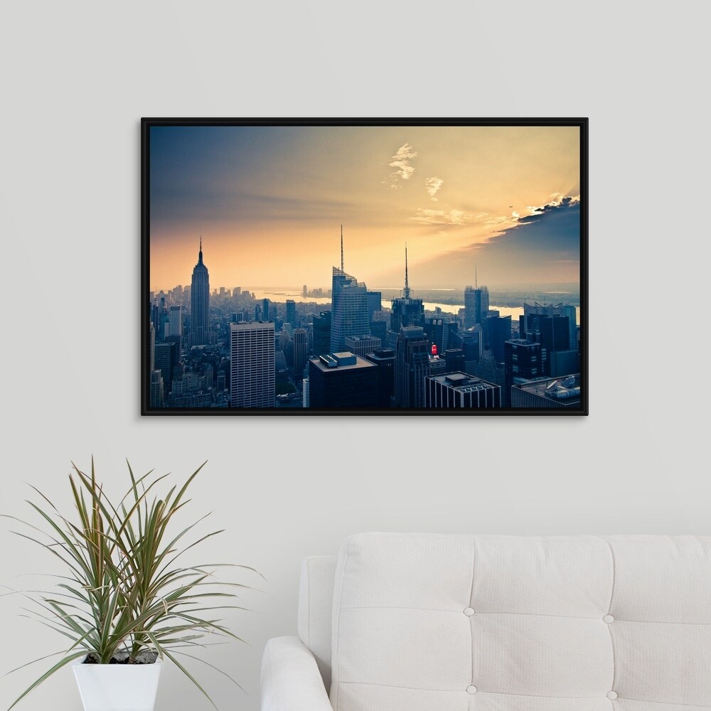 Empire State Building And Airplane Flying Into Clouds Multi Color