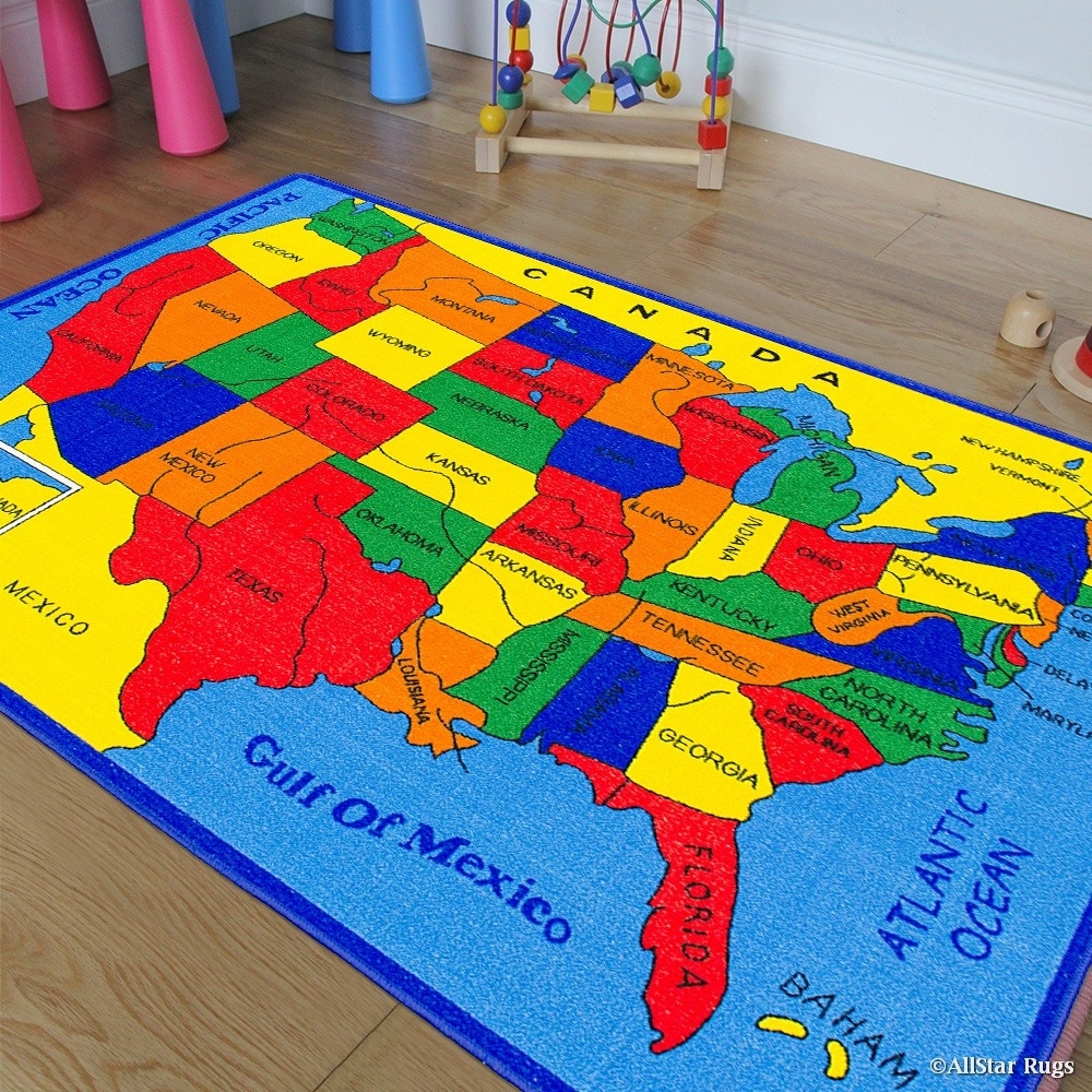 Allstar Rugs Kids Baby Room Area Rug Usa Map Fifty States Rugs Kids Baby Room Area Rug Usa Map