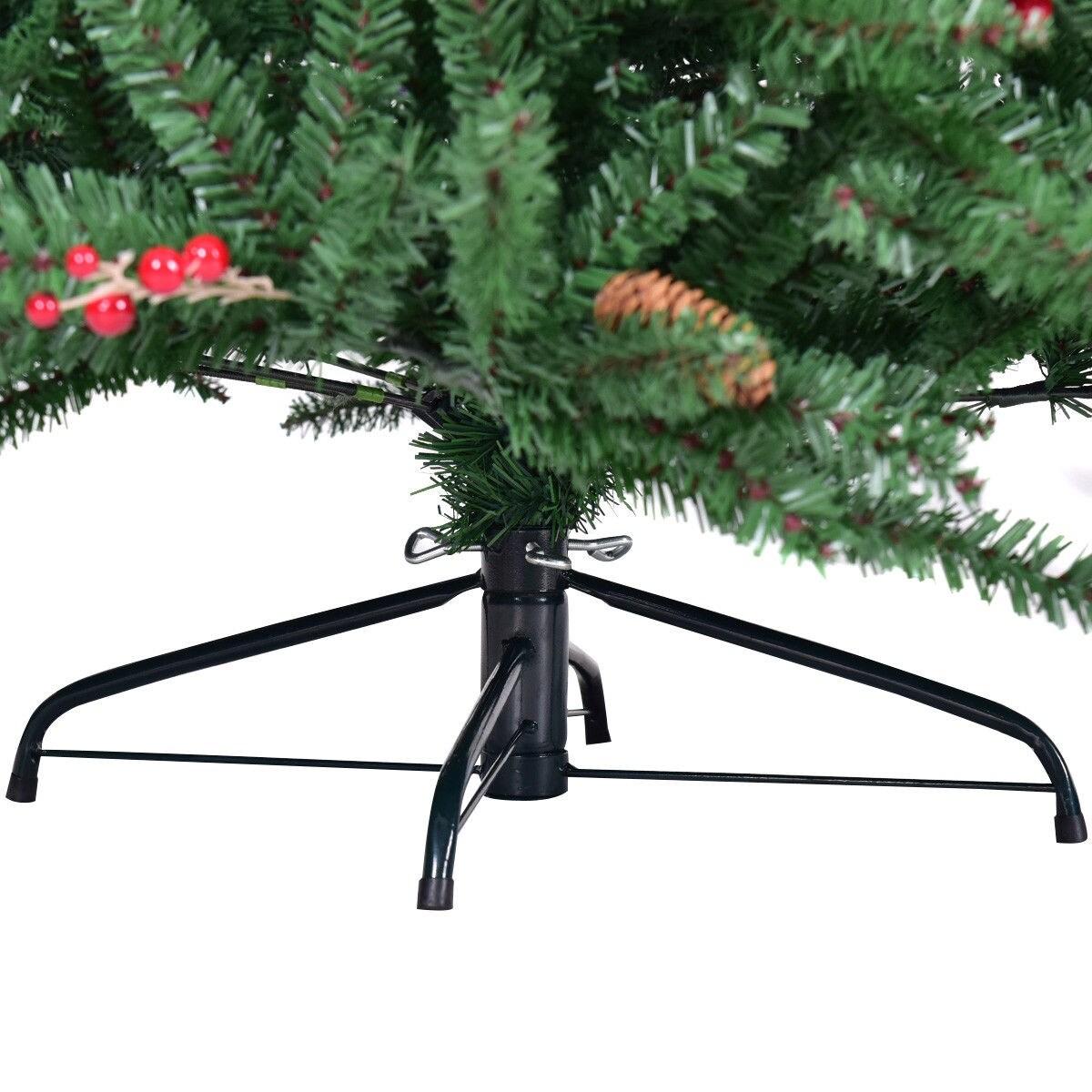 Shop Costway 8FT Artificial PVC Christmas Tree 2528 Tips Green W Pine Cones Red Berries Shop Costway 8FT Artificial PVC Christmas Tree 2528 Tips Green W Pine Cones Red Berries