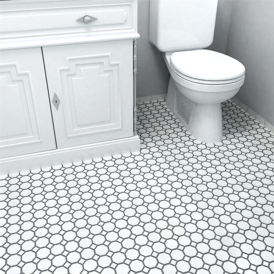 Somertile 115x115 Inch Victorian Octagon White With Dot Porcelain Mosaic Floor And Wall Tile 10 Tiles 92 Sqft Overstock 6603216