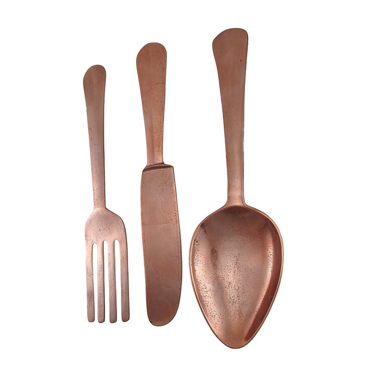 Shop Copper Finish Metal Knife Fork Spoon Wall Decor Set 23 Inch