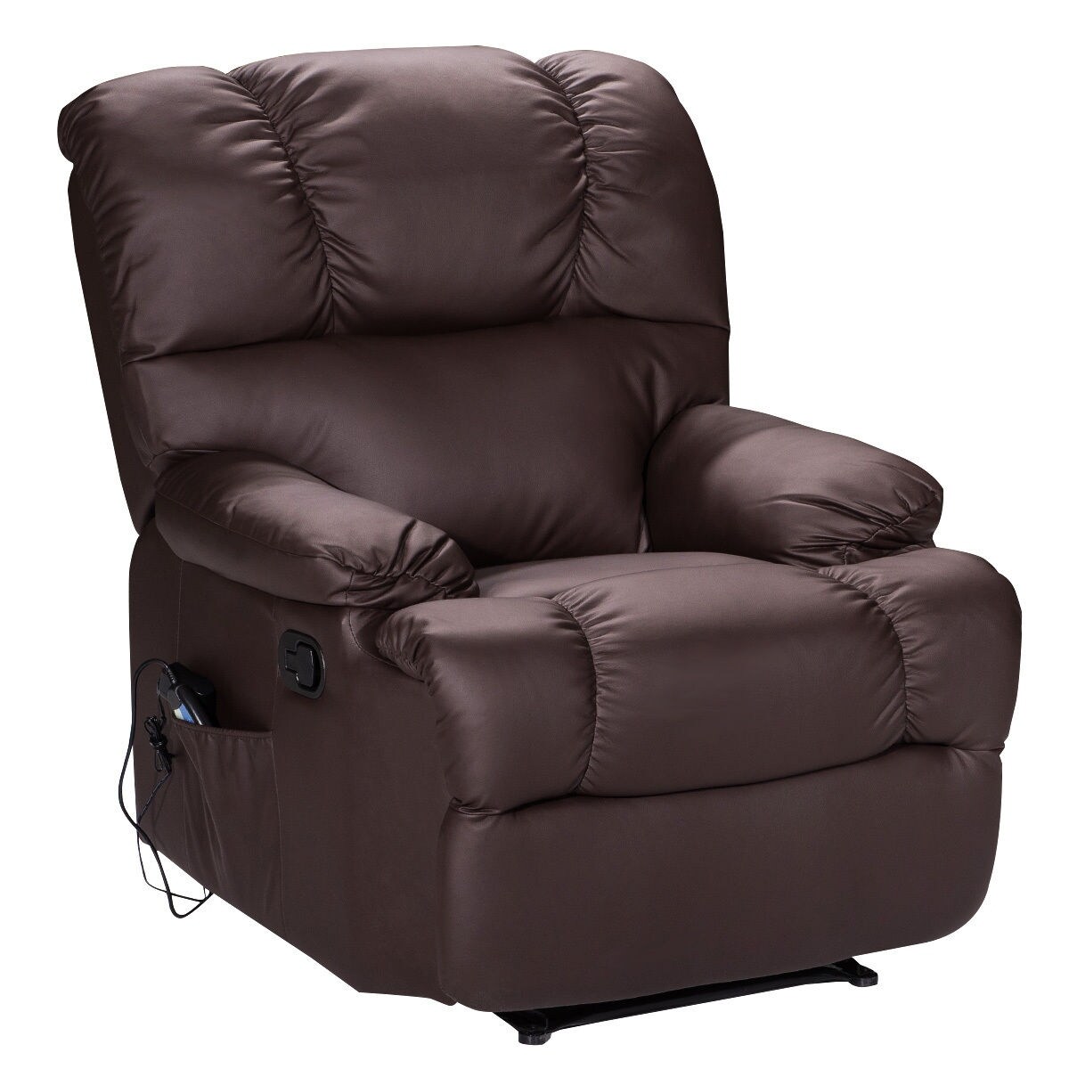 Costway Recliner Mage Sofa Chair Deluxe Ergonomic Lounge Couch Heated W Control Brown