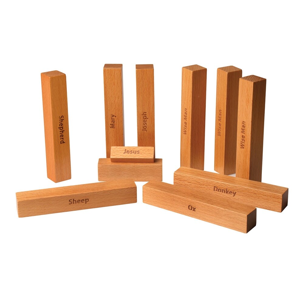 Bauhaus Nativity Set 9 Piece Beachwood Set With Wood Storage Box Minimalist 13 In X 1 In X 6 In Overstock 17357622