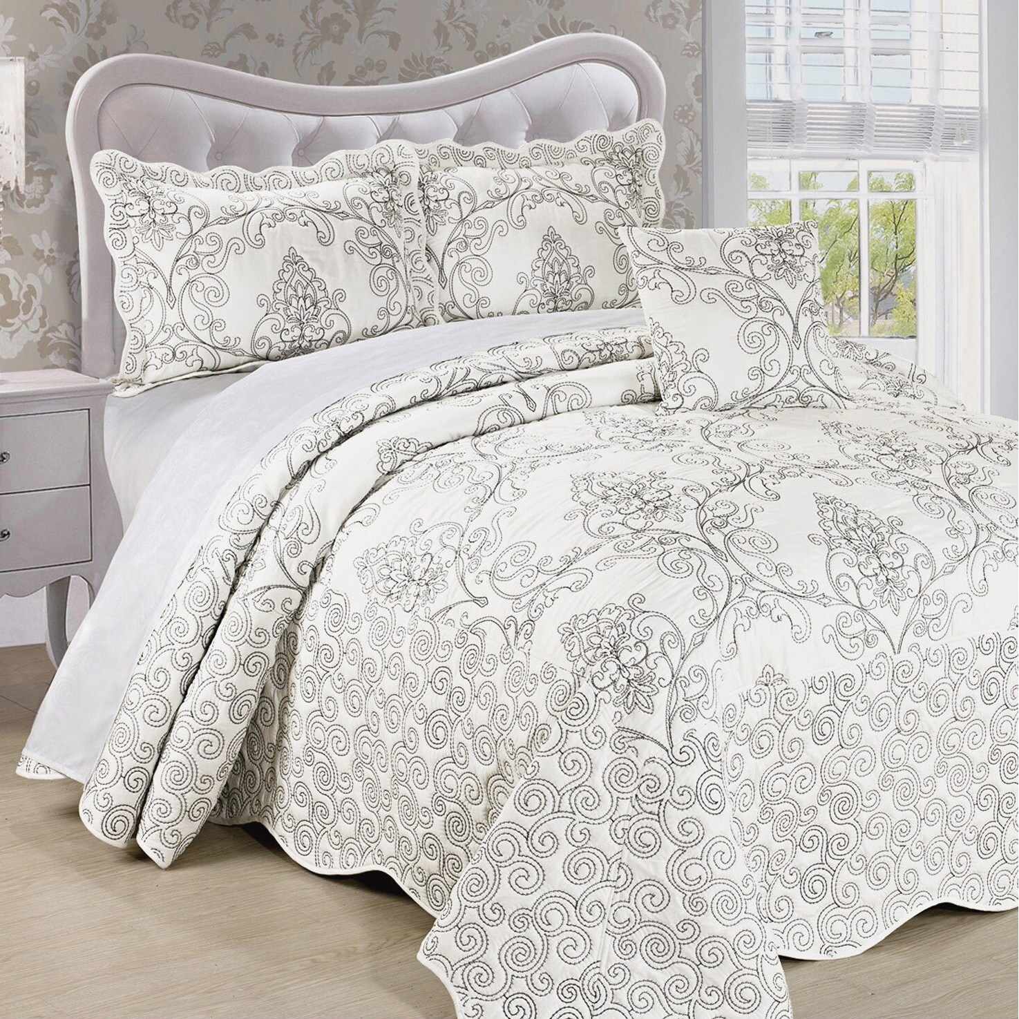 serenta damask 4 piece bedspread set on sale overstock 11199151