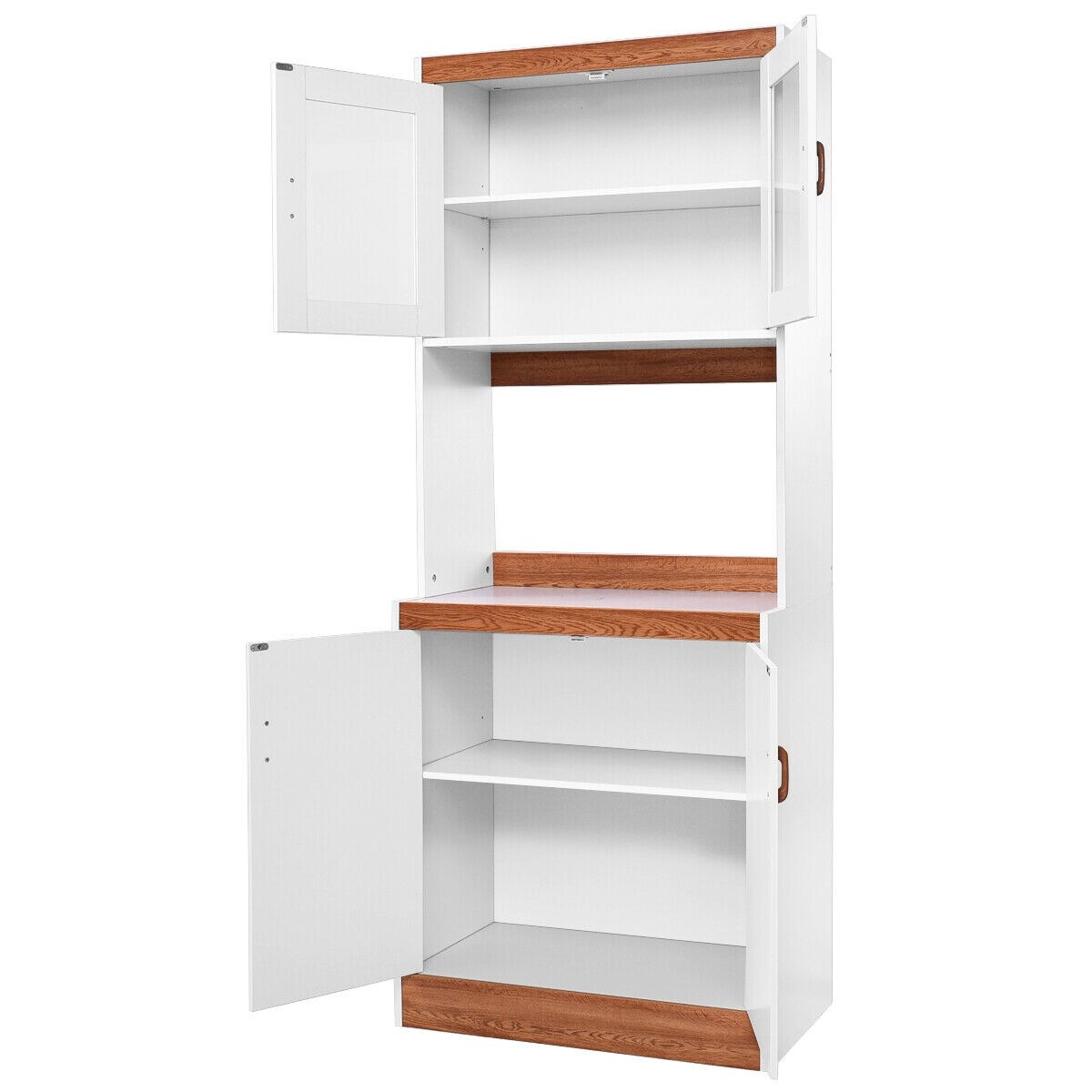 Shop Gymax Tall Microwave Cart Stand Kitchen Storage Cabinet