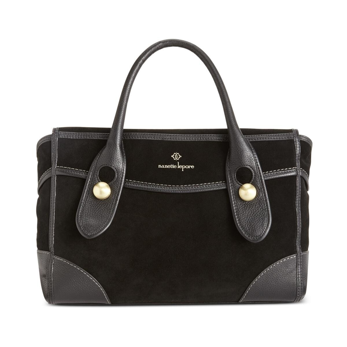 Nanette Lepore Womens Waverly Satchel Handbag Genuine Suede Nanette Lepore Womens Waverly Satchel Handbag Genuine Suede Leather Trim Large Free Shipping Today 19550737