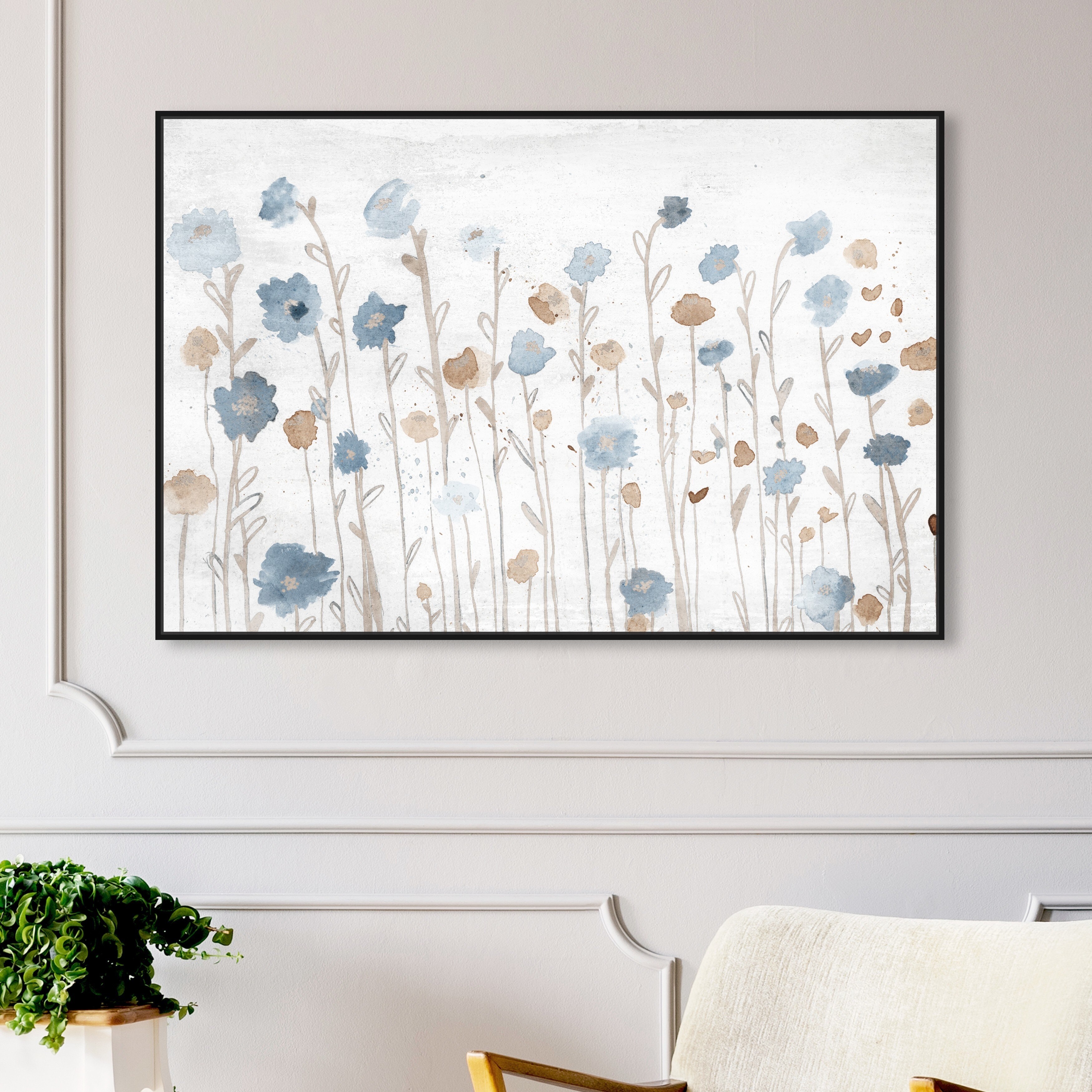 Shop Oliver Gal Beautiful Growth Light Blue Floral And Botanical Wall Art Framed Canvas Print Florals Blue Brown Overstock 31794791