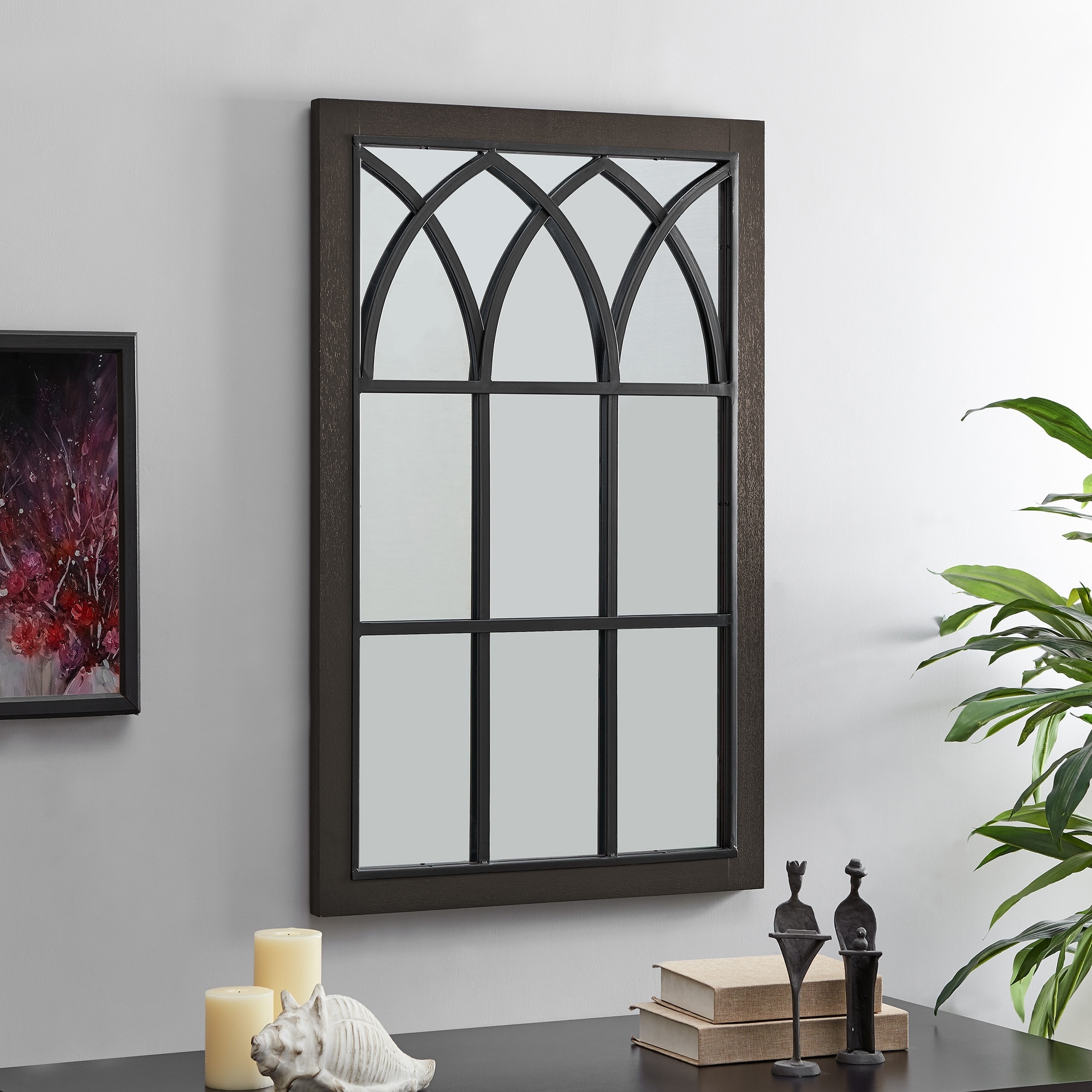 Grandview Arched Farmhouse Window Mirror Wood 24 X 2 X 37 5 In American Designed Overstock 22804718