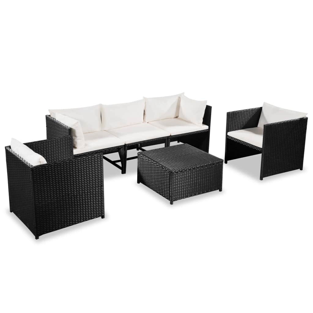 Vidaxl Garden Sofa Set 18 Pieces Poly Rattan Black And Cream White