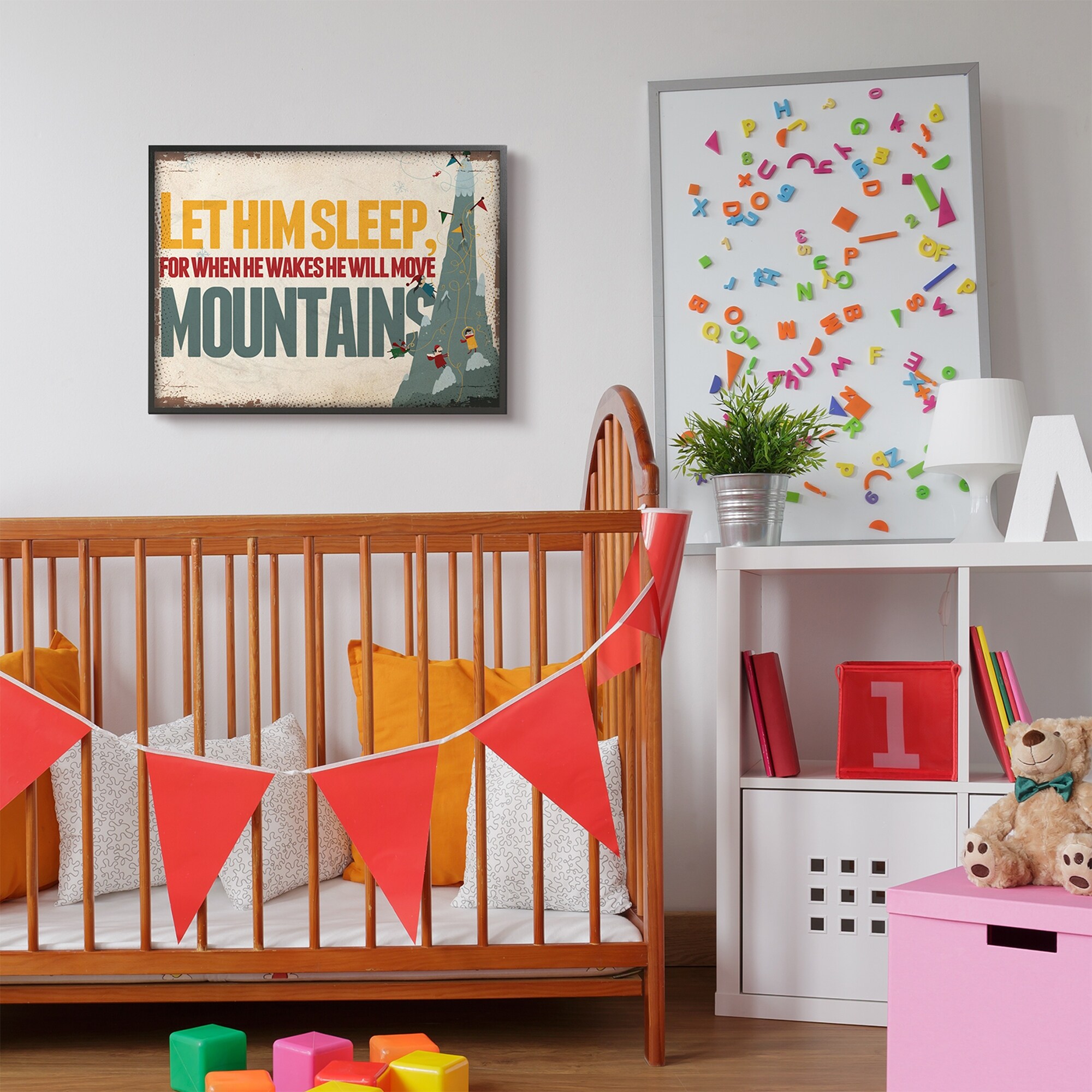 The Kids Room By Stupell Let Him Sleep Mountain Climber Kids Nursery Word Design Framed Wall Art Proudly Made In Usa Overstock 29738926