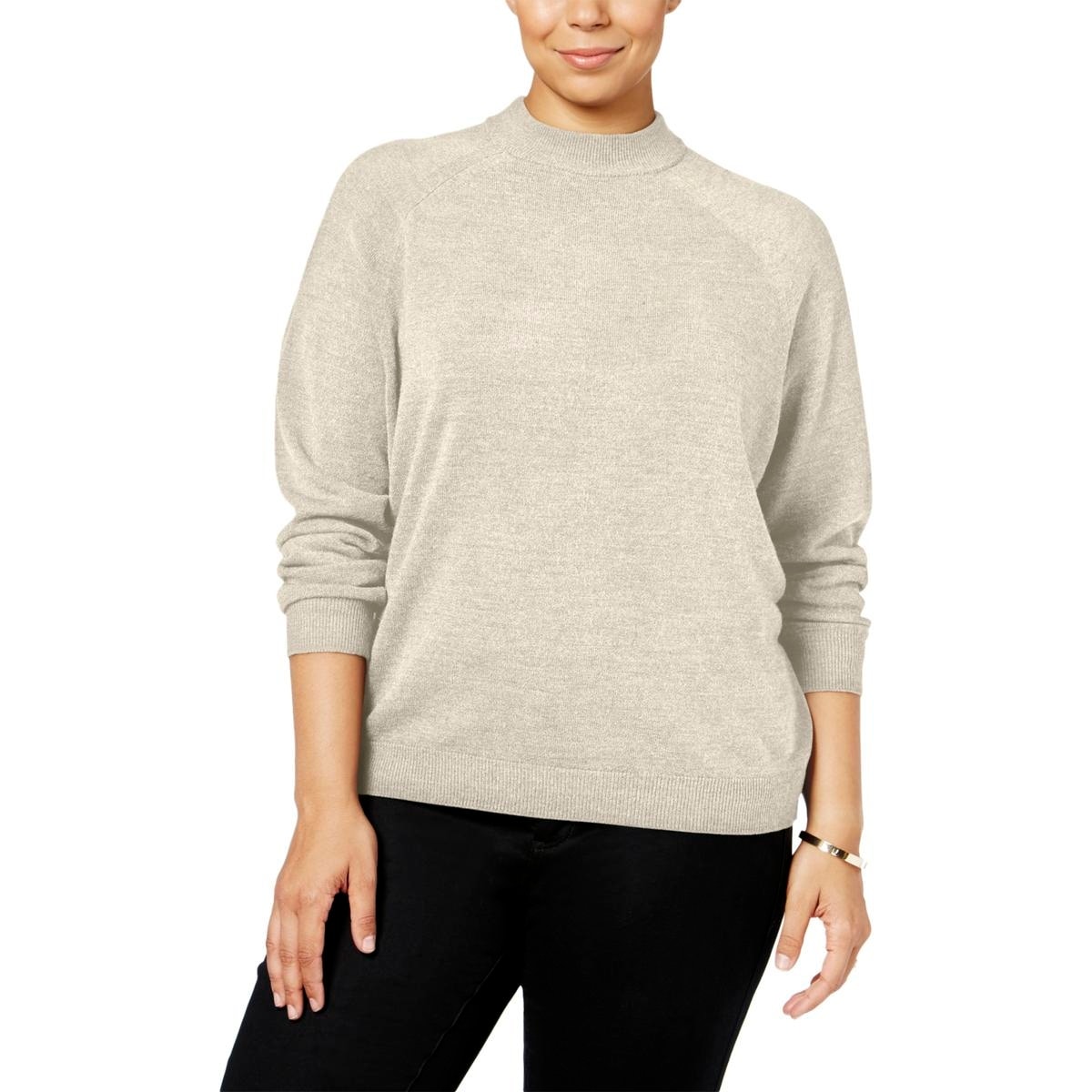mock turtleneck sweater with back zipper