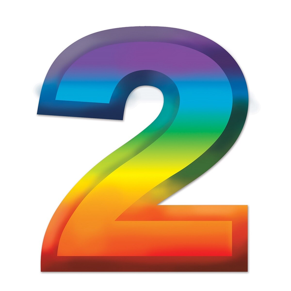 Shop Club Pack Of 24 Bright Rainbow 3 D Number 2 Party