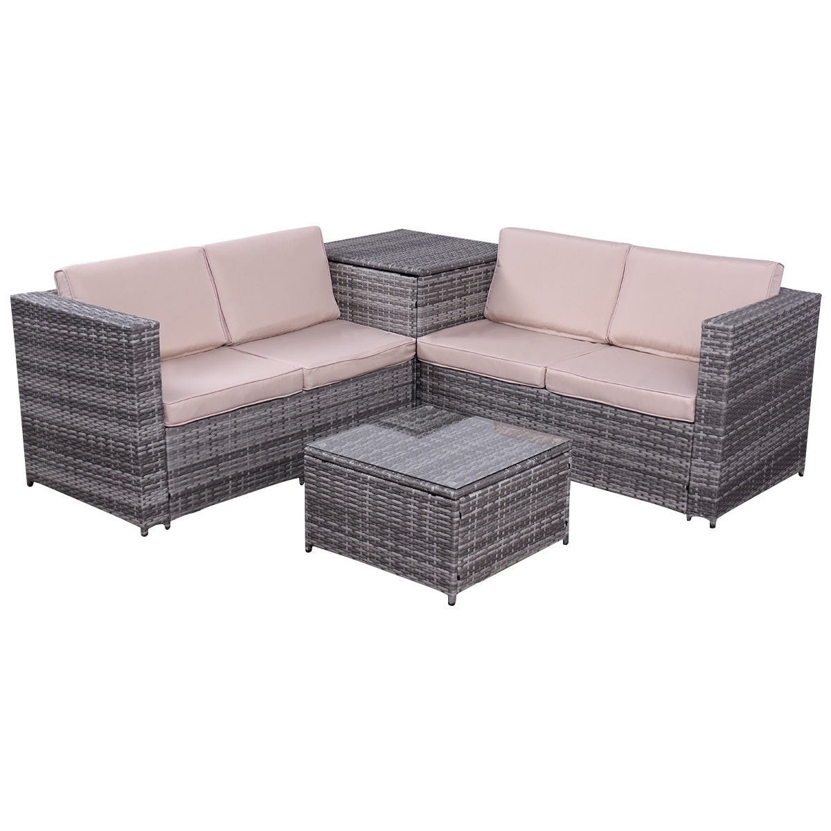 Costway 4pcs Patio Rattan Wicker Furniture Set Sofa Loveseat Costway 4pcs Patio Rattan Wicker Furniture Set Sofa Loveseat Cushioned W Storage Box As Pic Free Shipping Today 16339809