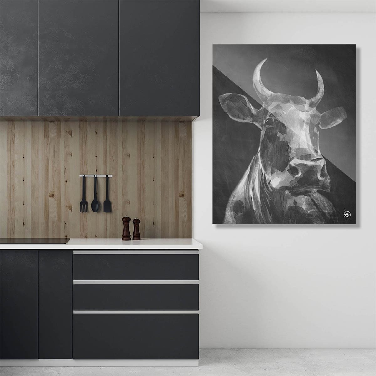 Kathy Ireland Audelia The Cow In Black White On Acrylic Wall Art Print Overstock 30957660
