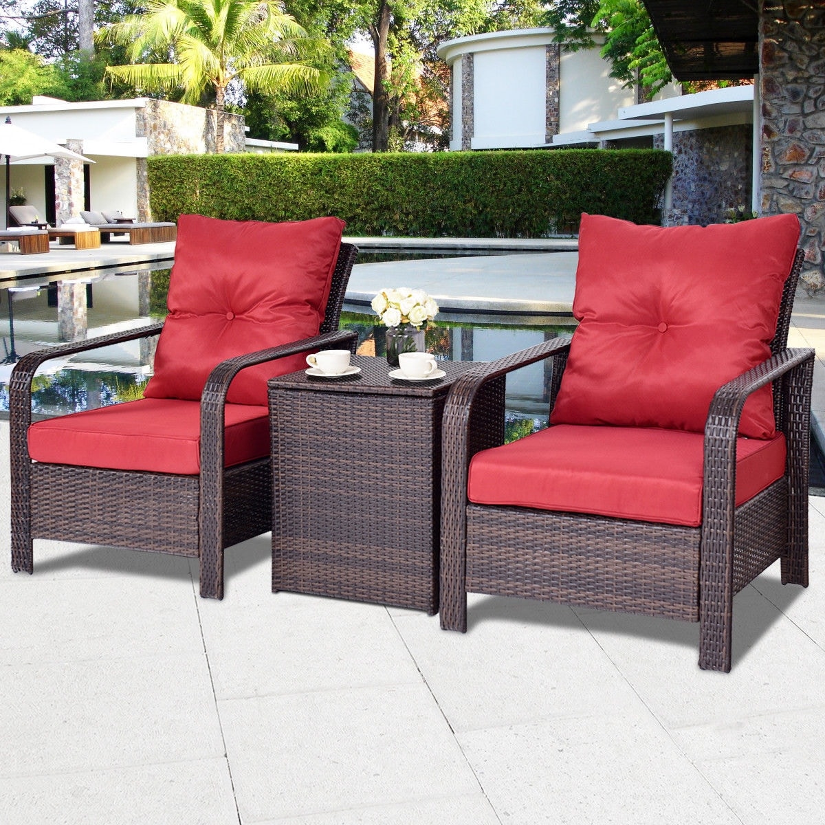 Costway 3pcs Rattan Wicker Patio Bistro Furniture Set Chairs Costway 3pcs Rattan Wicker Patio Bistro Furniture Set Chairs Storage Table W Cushion New Free Shipping Today 23140220