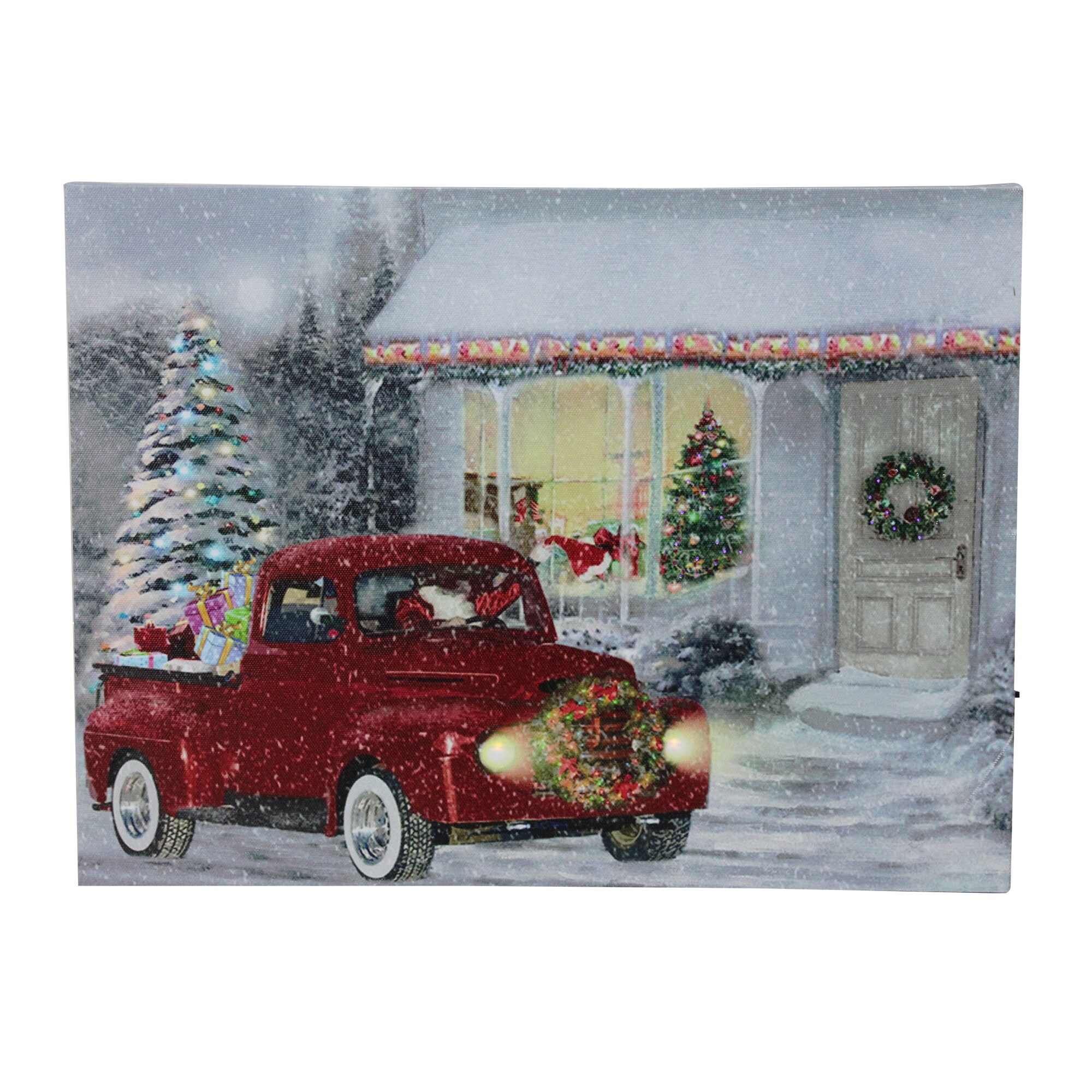 Shop Led Fiber Optic Lighted Retro Red Truck Christmas Wall Art 12 X 15 75 Overstock 25368083