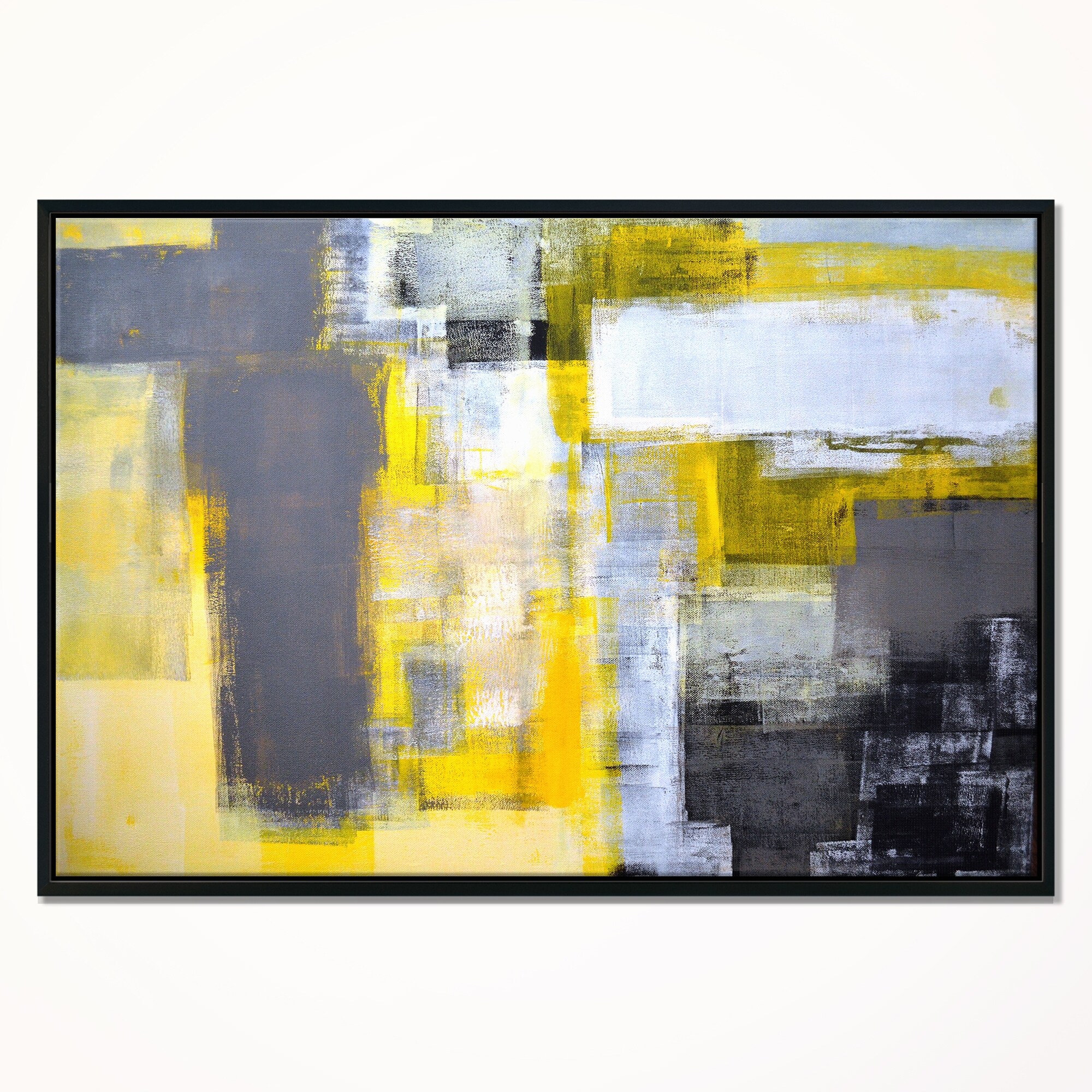 Shop Designart Grey And Yellow Blur Abstract Abstract Framed
