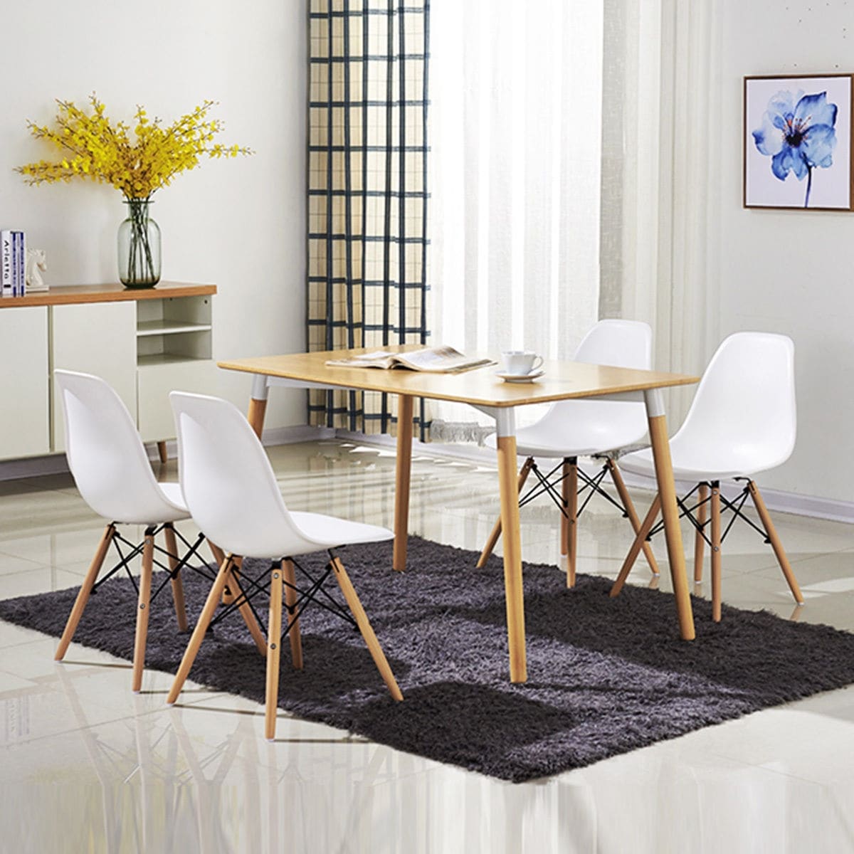 Costway Set Of 4 Mid Century Modern Style Dsw Dining Side Chair Costway Set Of 4 Mid Century Modern Style Dsw Dining Side Chair Wood Leg White Free Shipping Today 15633704