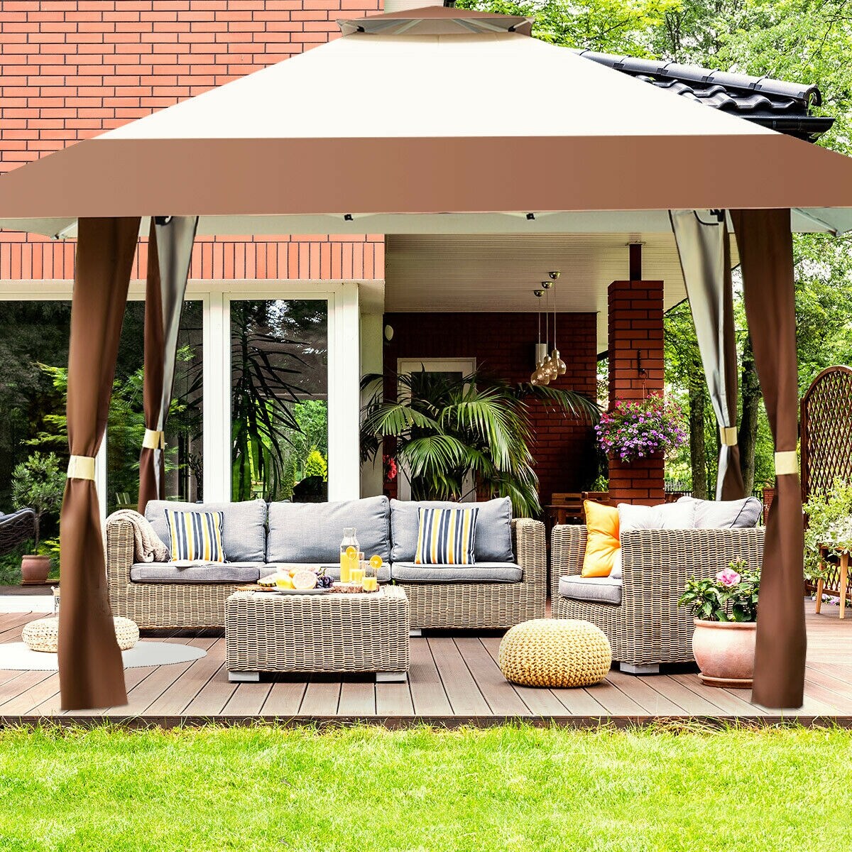 Shop Costway 13 X13 Folding Gazebo Canopy Shelter Awning Tent