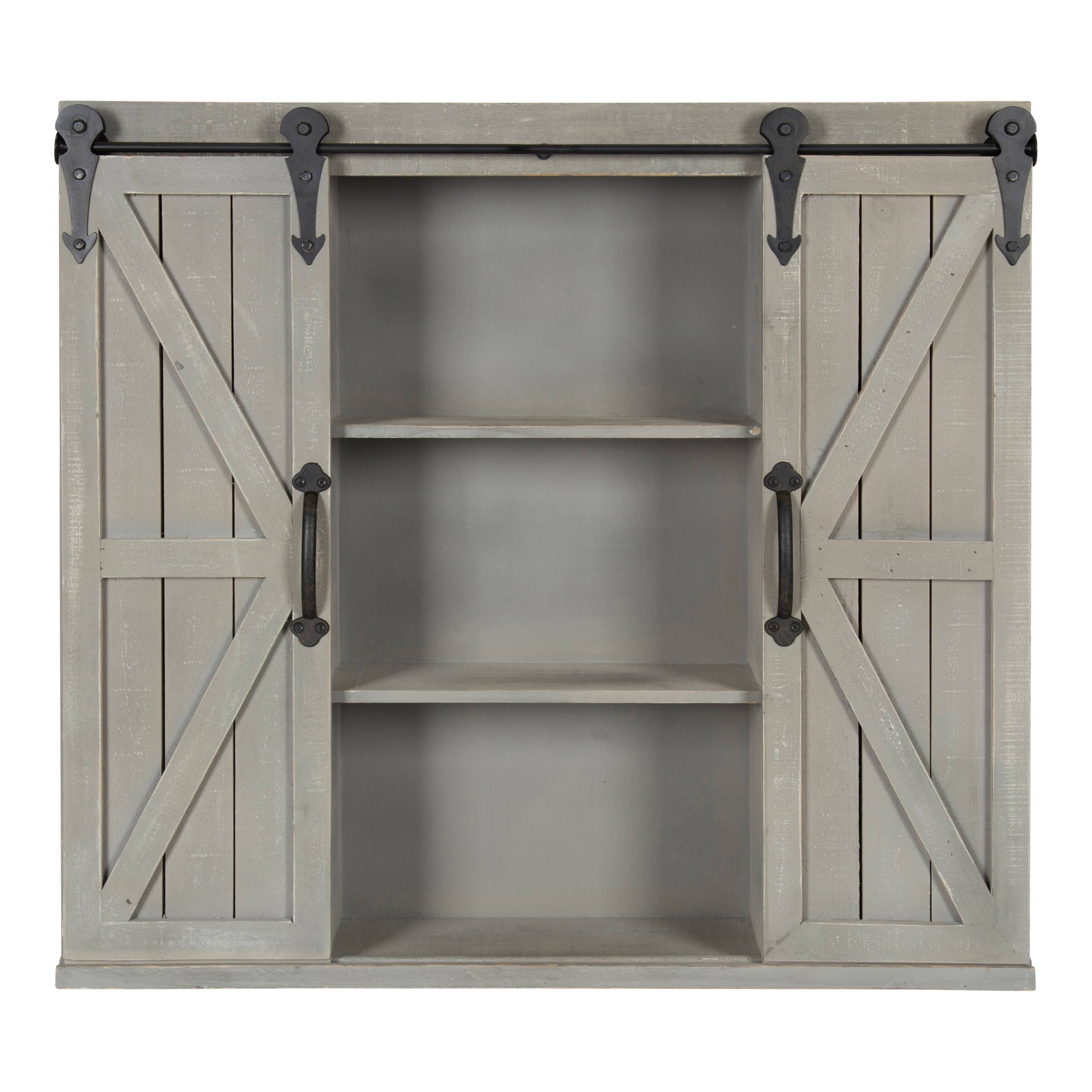 Shop Kate And Laurel Cates Rustic Wood Wall Storage Cabinet With Barn Doors Overstock 16838745