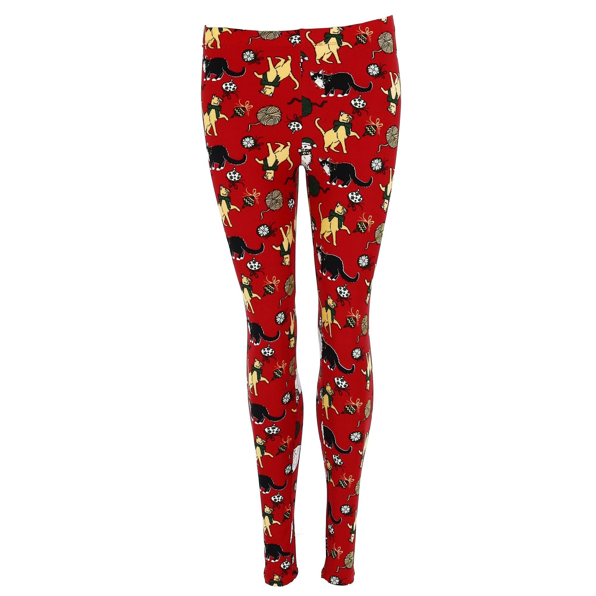 Shop Just One Women S Christmas Cat Print Leggings Free Shipping