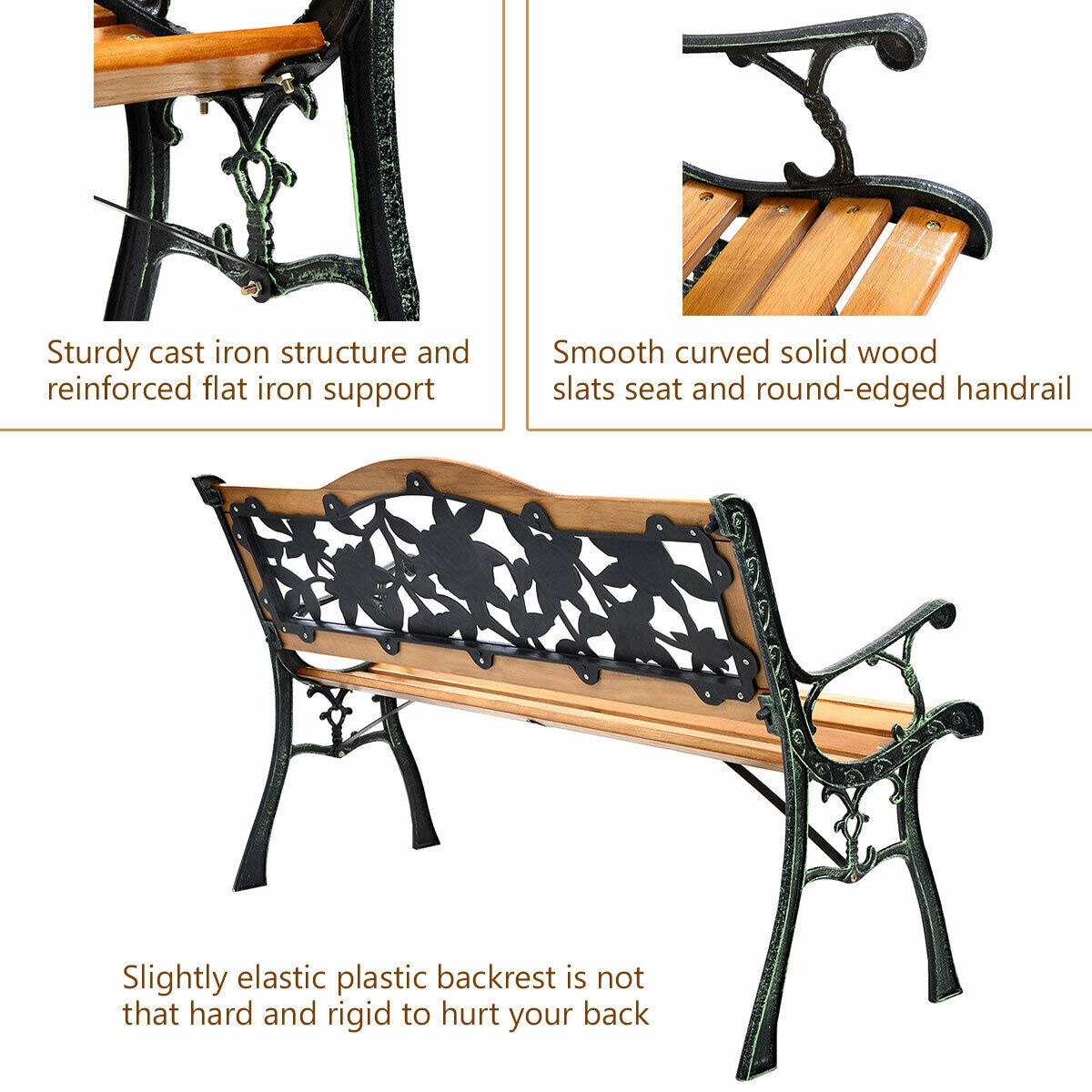 Shop Costway Patio Park Garden Bench Porch Path Chair Furniture