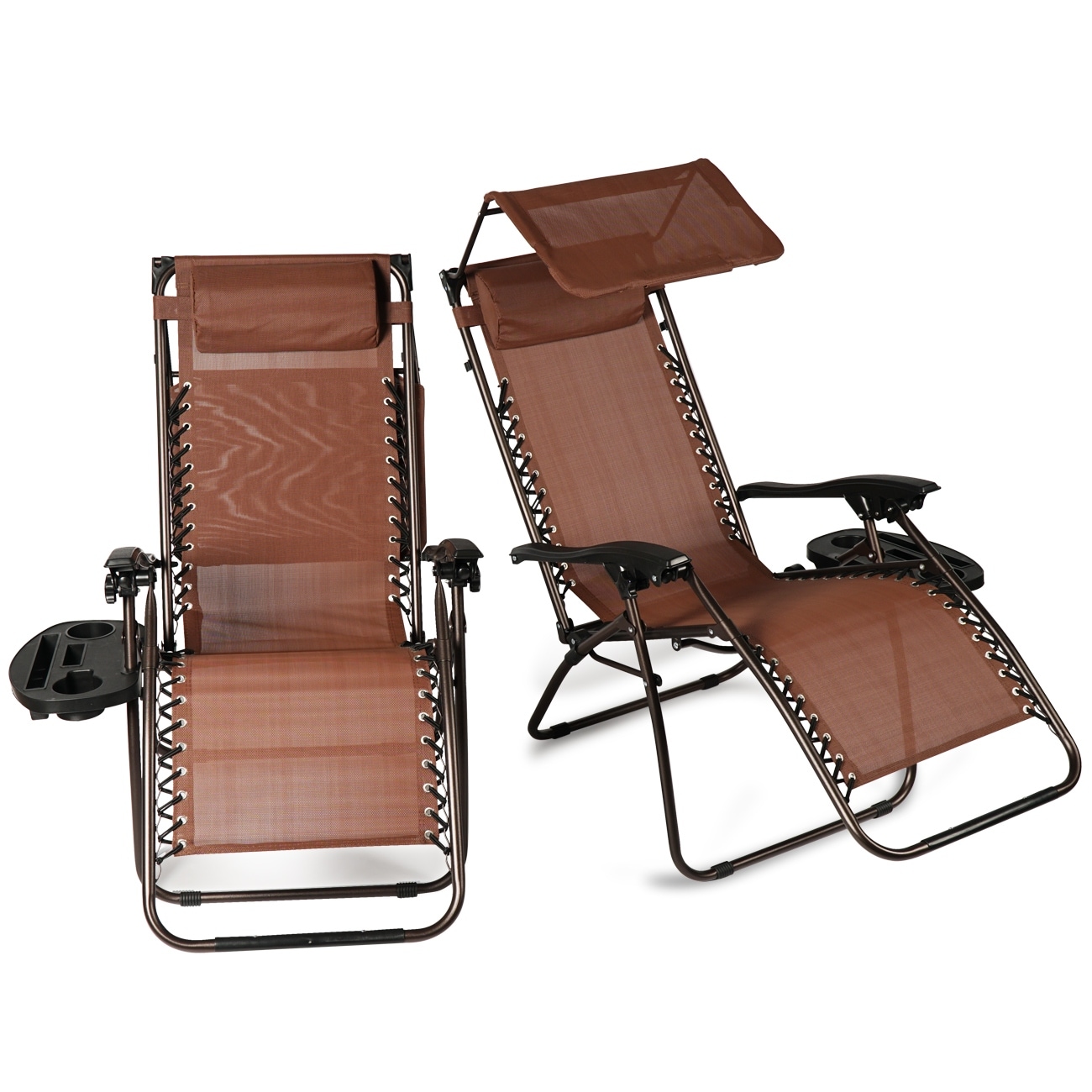 Belleze 2 Pack Zero Gravity Chairs Canopy Shade Headrest Belleze 2 Pack Zero Gravity Chairs Canopy Shade Headrest Pillows Recliner With Tray Brown