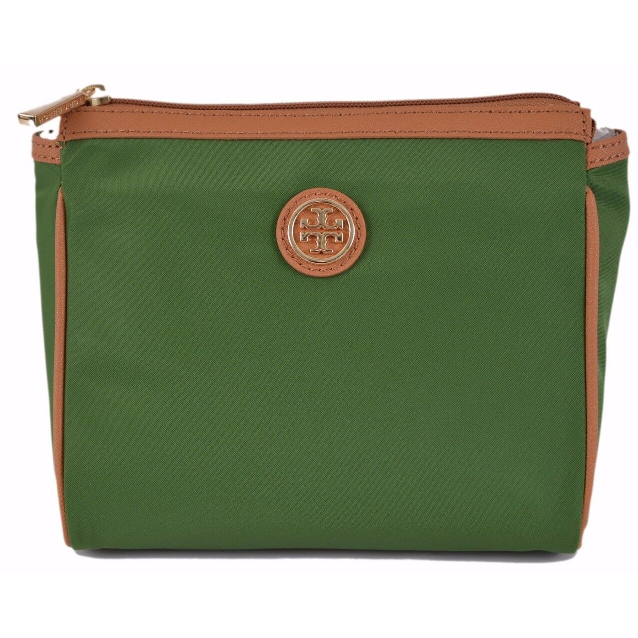 Tory Burch Lettuce Green Dena Nylon Zip Top Cosmetic Makeup Bag