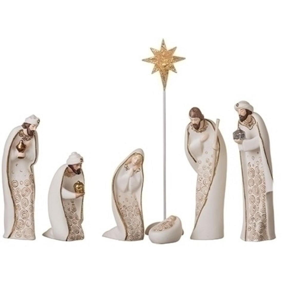 Shop 7 7 Piece Unique Swirl Decorative Porcelain Nativity Set