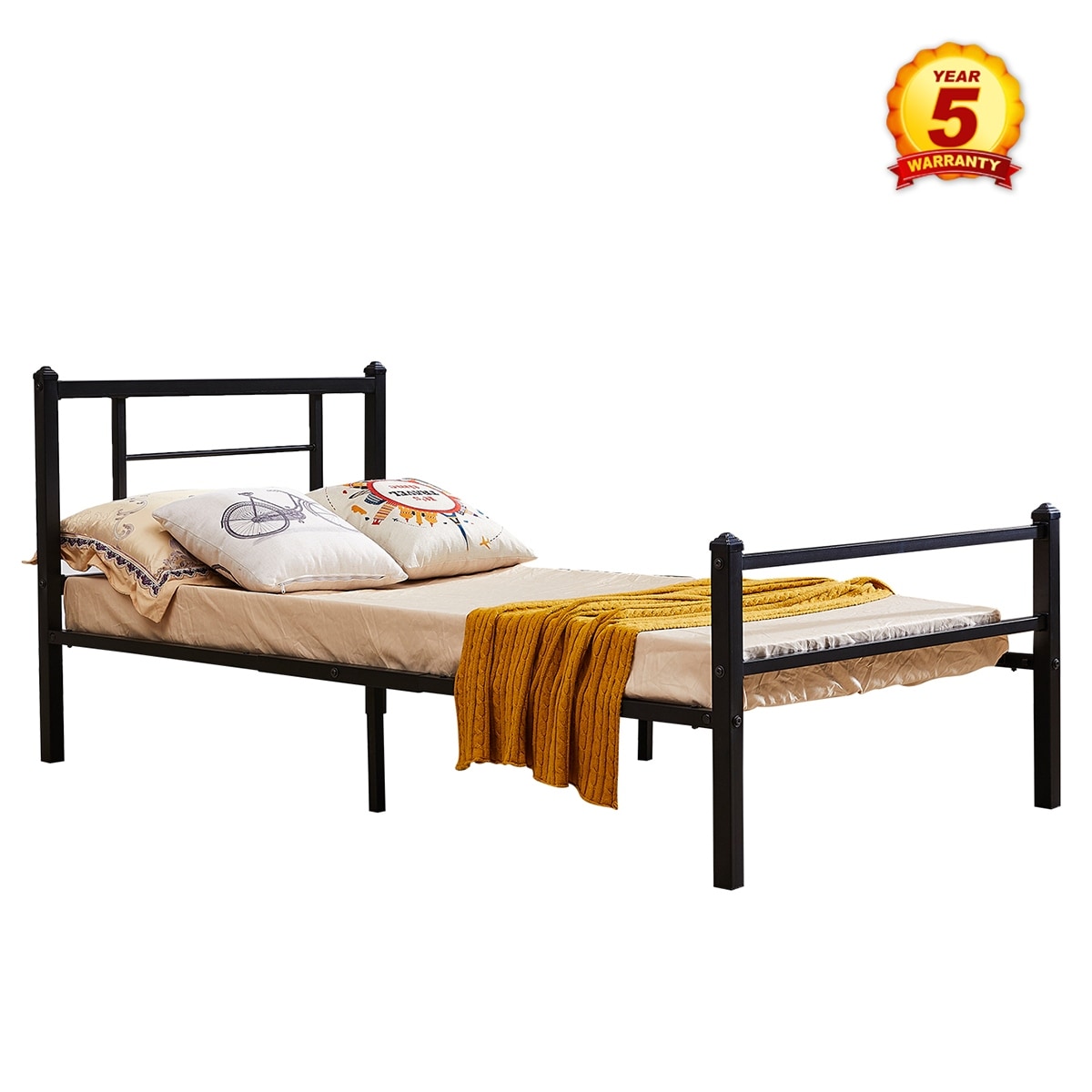Shop mcombo black metal bed frame with headboard and footboardtwin full queen free shipping today overstock com 25586930