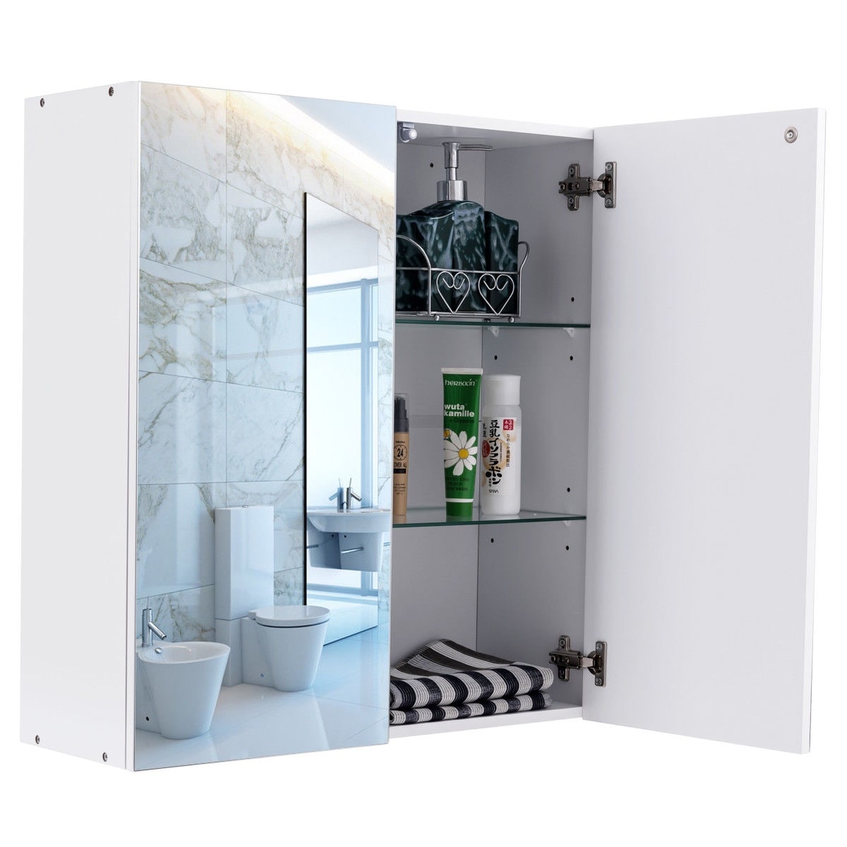 Gymax 24 Wide Wall Mount Mirrored Bathroom Medicine Storage Gymax 24 Wide Wall Mount Mirrored Bathroom Medicine Storage Cabinet 2 Mirror Door New Free Shipping Today 22996221