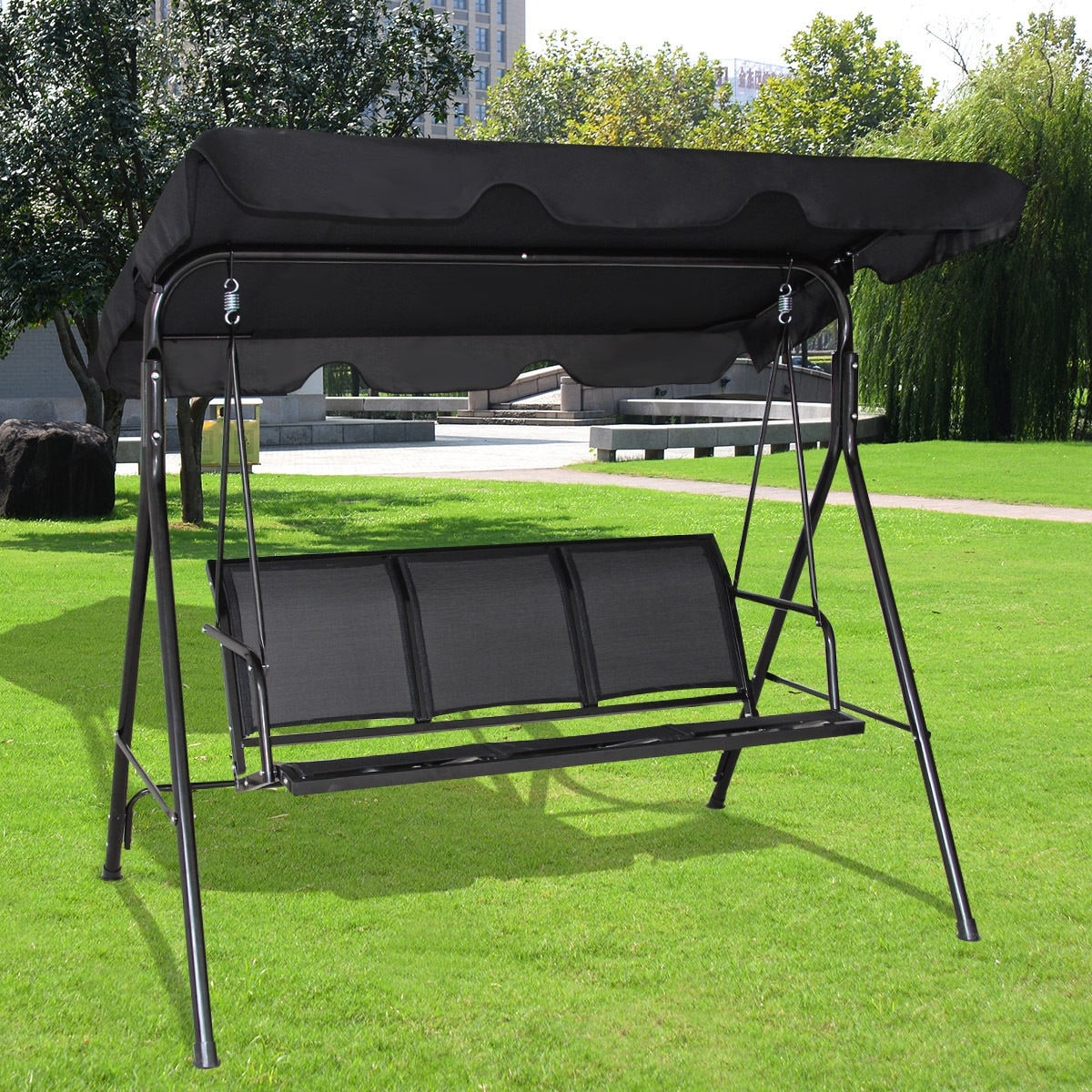 shop costway outdoor patio swing canopy 3 person canopy swing chair patio hammock black free shipping today overstockcom 18502740 - Patio Swing Chair shop costway outdoor patio swing canopy 3 person canopy swing chair patio hammock black free shipping today overstockcom 18502740 - Patio Swing Chair