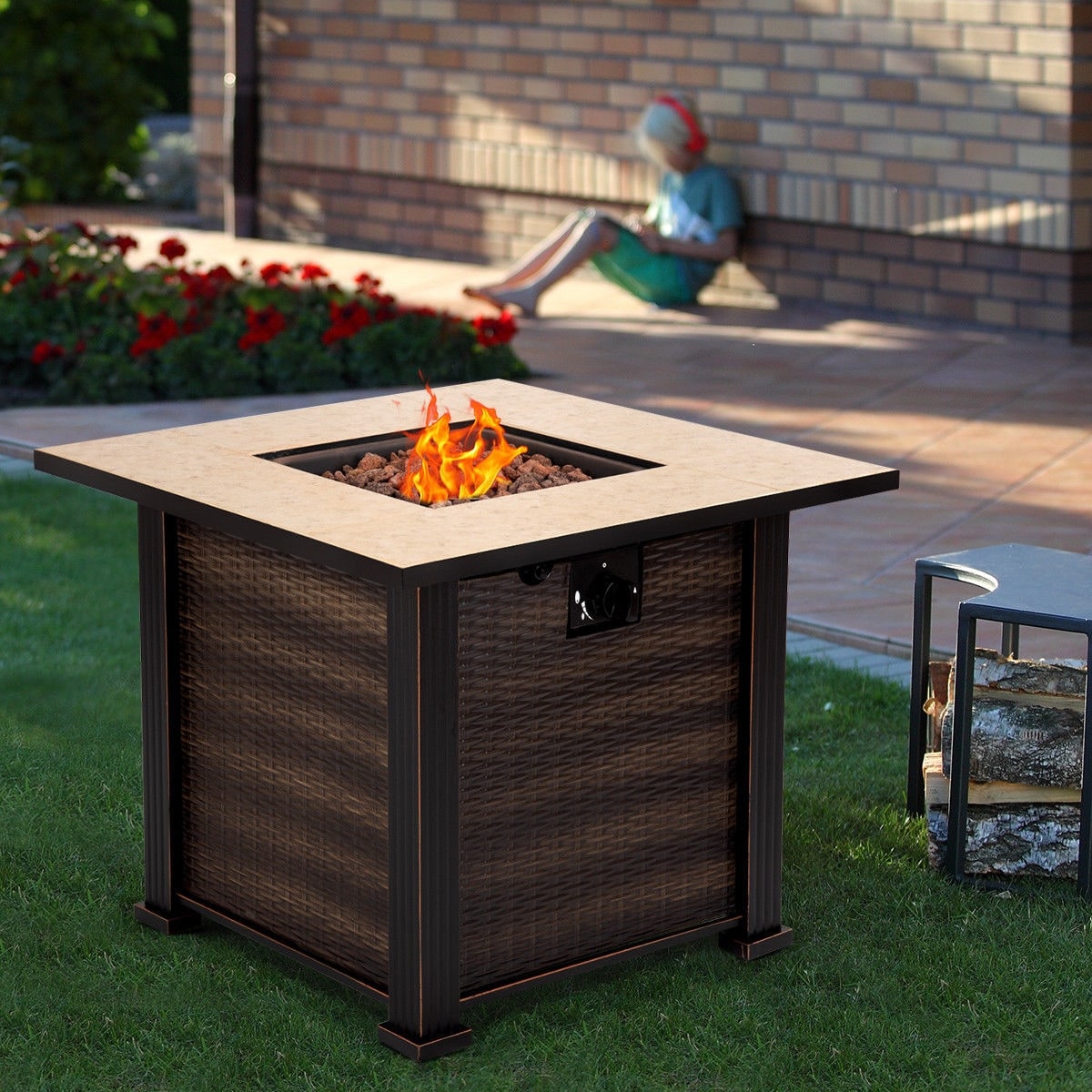 Costway 30 Square Propane Gas Fire Pit 50000 Btus Heater Costway 30 Square Propane Gas Fire Pit 50000 Btus Heater Outdoor Table Fireplace Cover Brown Free Shipping Today 23554029