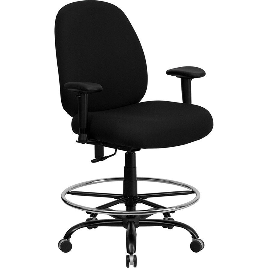 Boswell Big Tall Black Fabric Office Professional Drafting Chair W Adj Arms