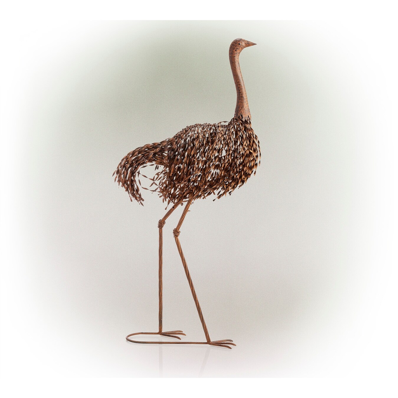alpine 45 inch outdoor metal peaking ostrich standing yard statue overstock 32374626