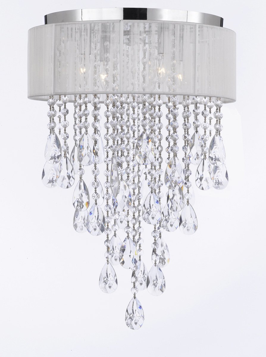 Flush Mount 4 Light Chrome White Shade Empress Crystal Flush Mount 4 Light Chrome White Shade Empress Crystal Chandelier Lighting Free Shipping Today 11650325