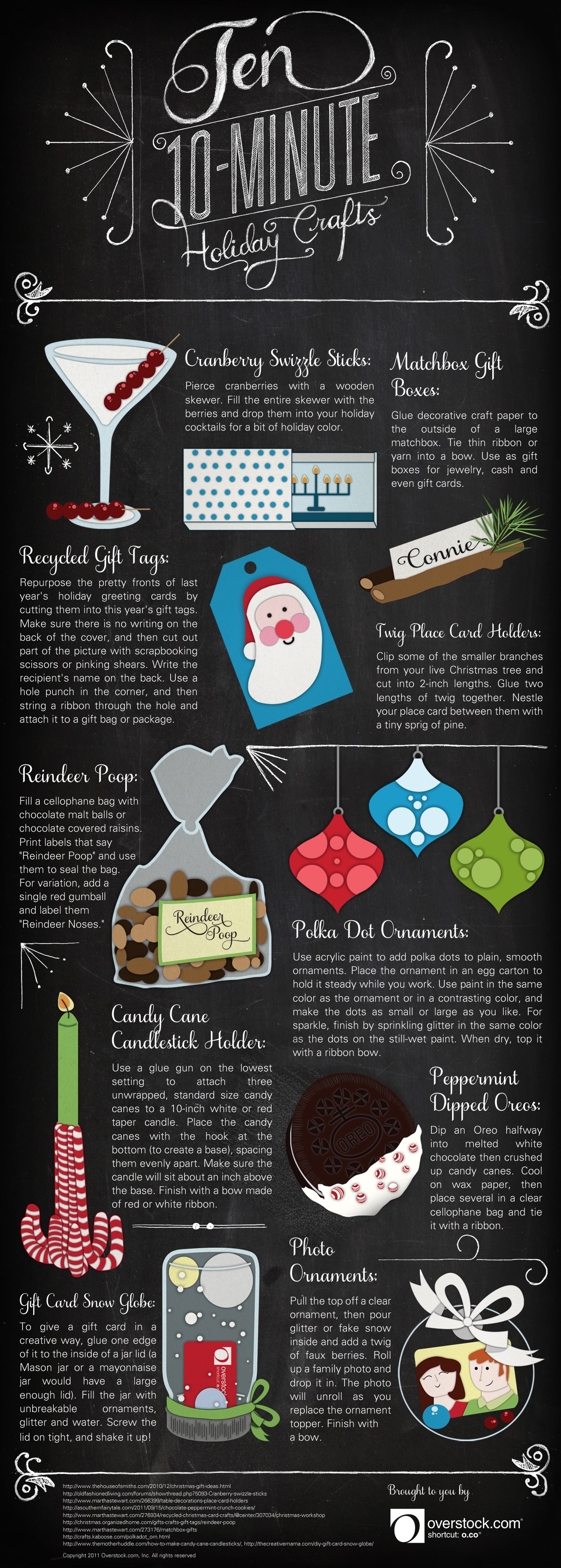 Ten 10-minute Holiday Crafts infographic from O.co