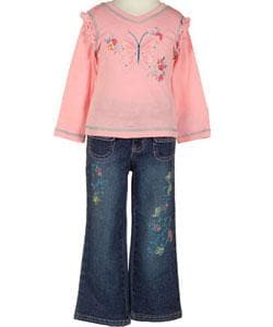 Flapdoodles Girls Powder Pink Butterfly Pant Set