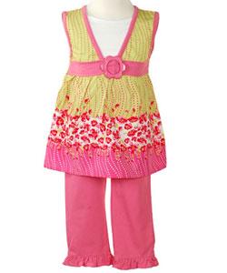 BT Kids Pink and Lime Top and Leggings Outfit  