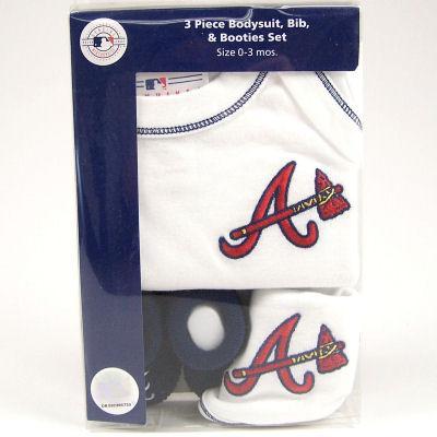 Atlanta Braves Boys 3 piece Onesie Set (0 3 Months)   11609824