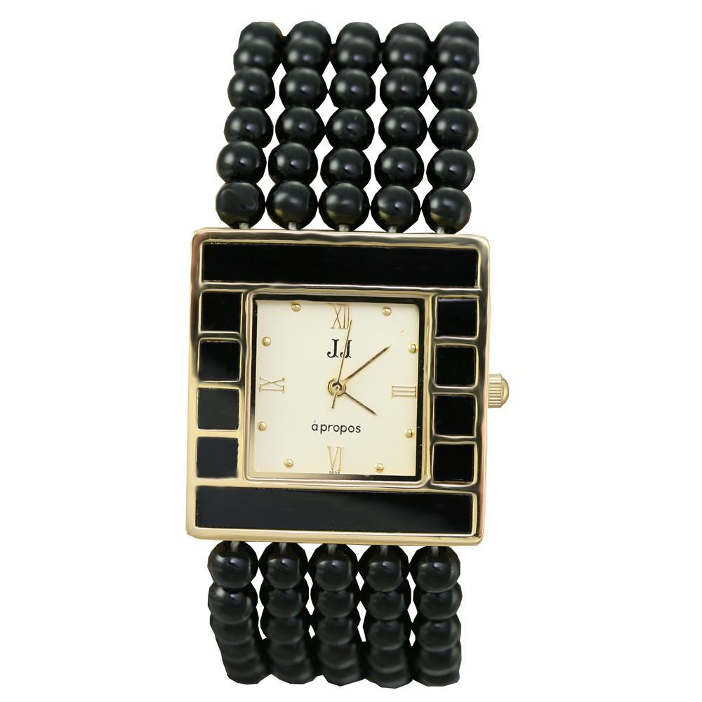 Jules Jurgensen Womens Onyx Bead Watch  