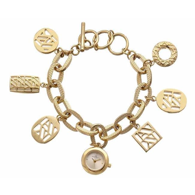 Anne Klein Women's Goldtone Charm Bracelet Watch - Free Shipping Today ...