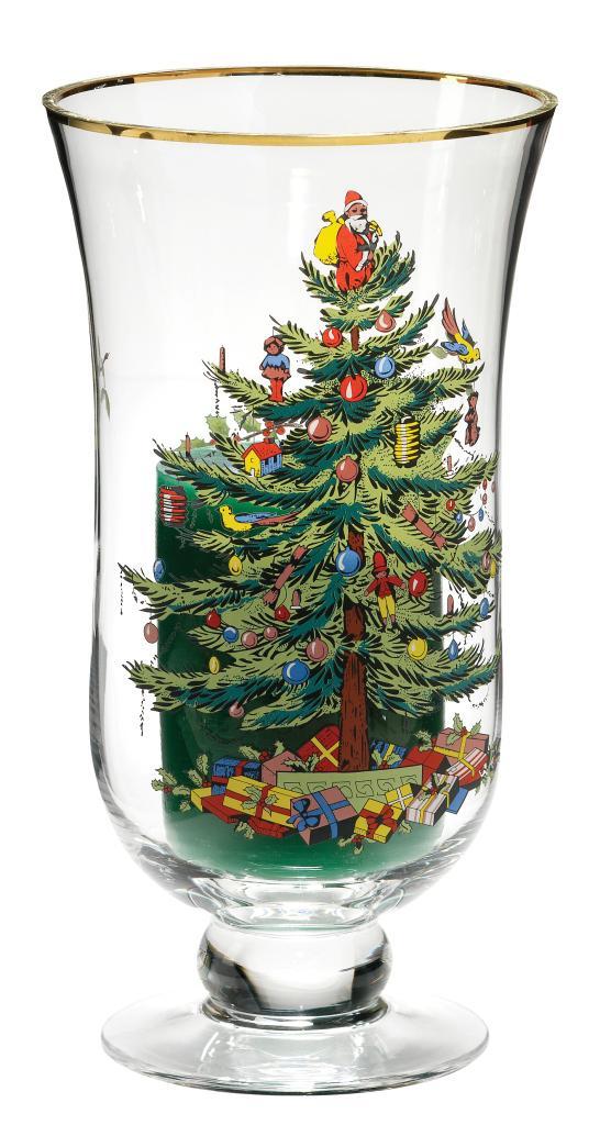Spode Christmas Tree Glass Hurricane and Candle Free Shipping On