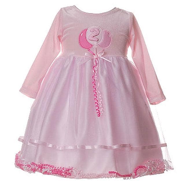 Rare Editions Toddler Girls Pink Balloon Birthday Dress  