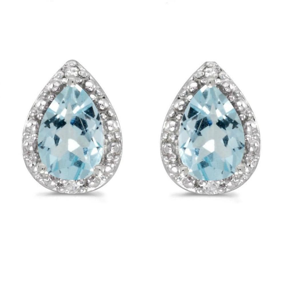 Amanda Rose Aquamarine and Diamond Earrings set in 14K White Gold