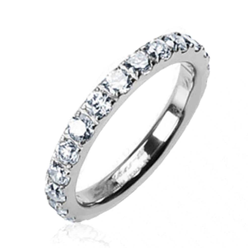 Solid Titanium with Round CZs All Around Band Ring