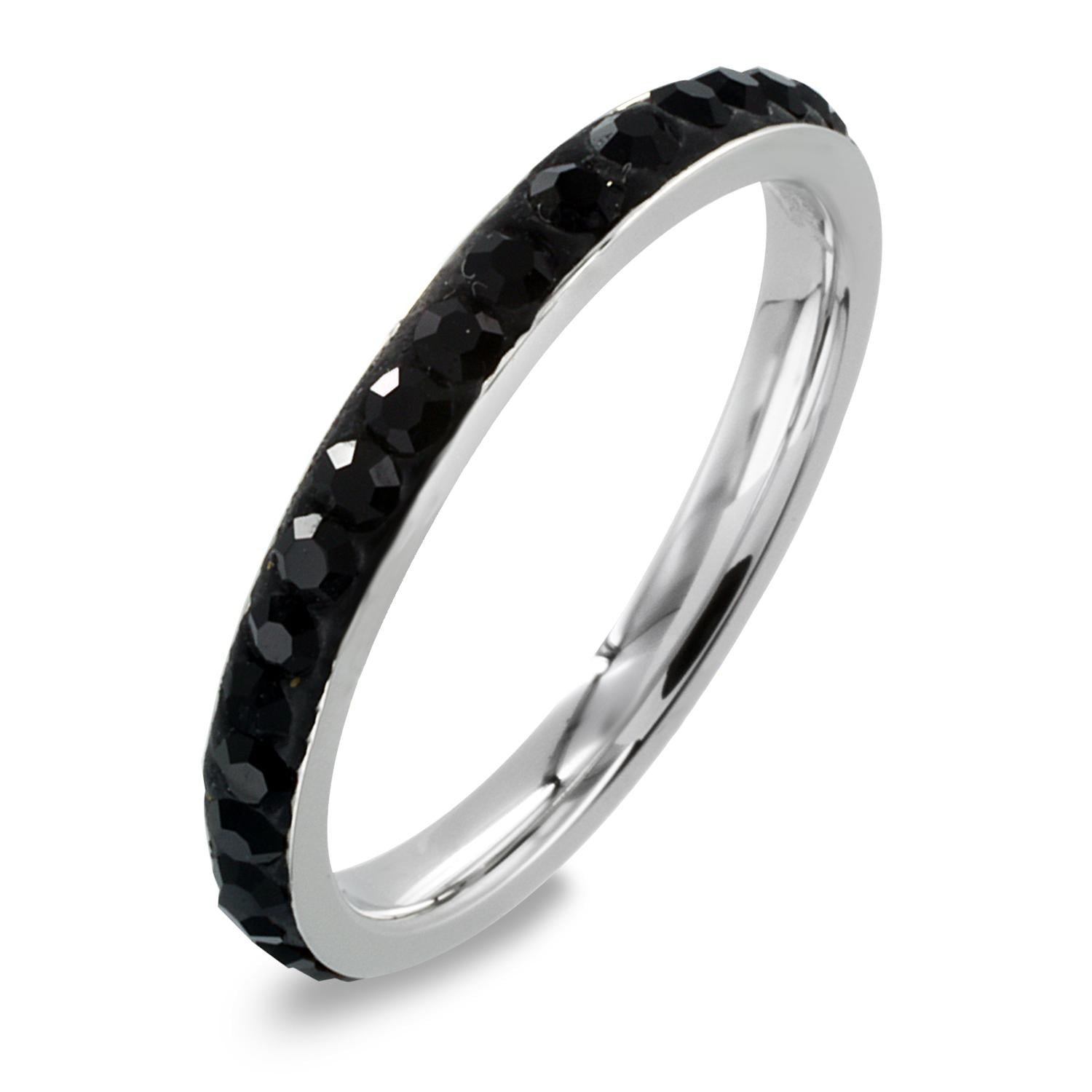 Women's Stainless Steel Black Cubic Zirconia Eternity Ring (2.5 mm)