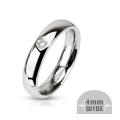 Stainless Steel Single CZ 4mm Wide Classic Band Ring