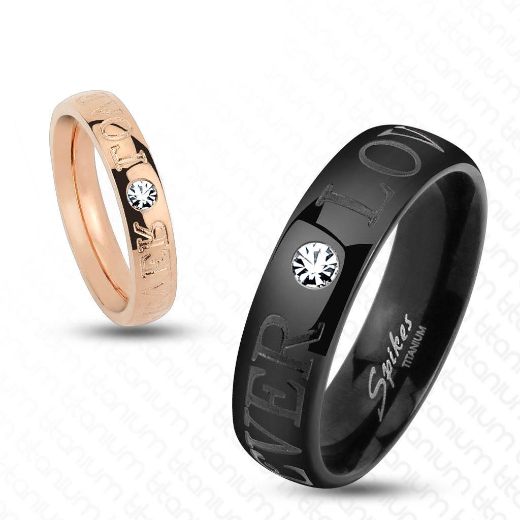 Forever Love with CZ Solid Titanium Couple Ring