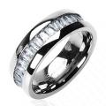 Solid Titanium with Square CZ Stone Band Ring